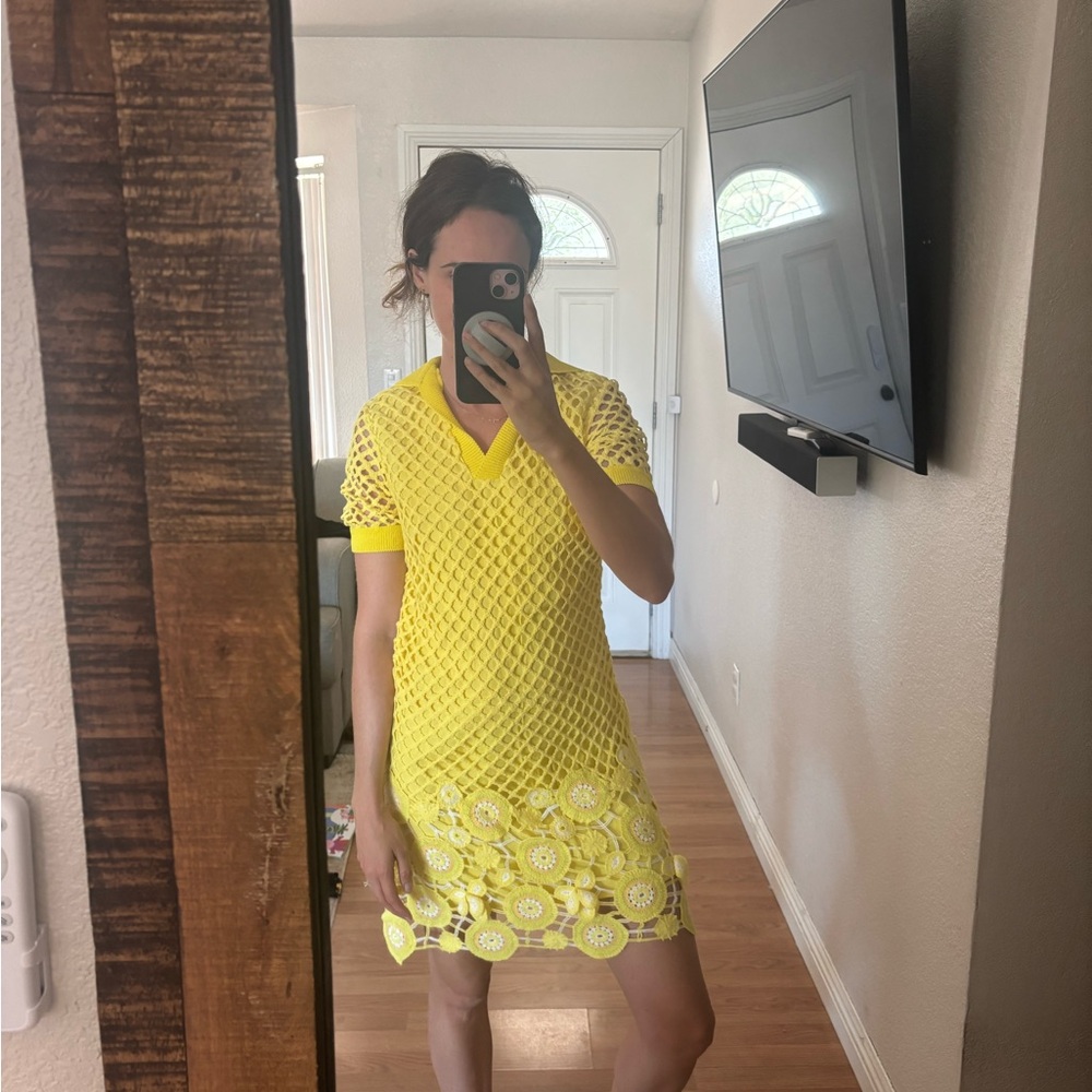 Jonathan Simkhai Tazzie Dress in Limon Crochet Floral